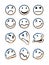 Psychedelic glitch stickers set. Smile emoji melt faces