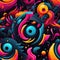 Psychedelic graphic art with vibrant colors and abstract shapes (tiled)