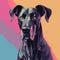 Psychedelic Great Dane: Vibrant Cartoon Image With Bright Orange Eyes