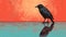 Psychedelic Illustration Of A Crow Standing Near Ice Water