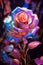 psychedelic iridescent colored rose, ai generated image