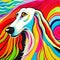 Psychedelic Long Haired Saluki Dog Portrait