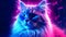 Psychedelic Neon Cat: Realistic Fantasy Artwork With Bioluminescent Fur