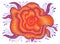 Psychedelic orange purple fantastic bright flower. Pattern isolated. Fantastic colorful blossom.