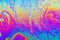 Psychedelic pattern formed on the surface of a soap bubble