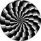 psychedelic pattern, snail, black and white spiral, optical illusion in grays of gray