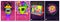 Psychedelic rave trip party banner template, set