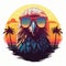 Psychedelic Realism: Eagle With Sunglasses At Sunset