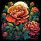 psychedelic rendition of a Carnation, with swirling petals, intricate details, and incorporates fluorescent hues by AI generated