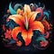 A psychedelic rendition of a Lily, with intricate psychedelic patterns, vibrant colors by AI generated