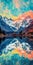 Psychedelic Rendition Of Nanga Parbat From Pond In Rothko Style