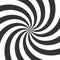 Psychedelic spiral. Black and white hypnotic swirl background. Geometric illusion and rotating stripes round