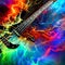 Psychedelic surreal colorful futuristic space guitar album cover design