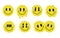 Psychedelic surreal drip melt emoji set. Liquid face with smile. Illusion, dual creative happy sign. Vector illustration