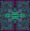 Psychedelic trippy colorful fractal mandala, turquoise violet blue gradient color. 3D effect