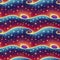 Psychedelic trippy retro cosmic seamless pattern. Vintage abstract futuristic background