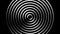 Psychedelic twisting circles. Round striped black white lines. Swirling hypnotic rotating abstraction. Op art effect, optical illu