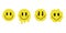 Psychedelic yellow drip melt smiley set. Trippy liquid face with smile. Illusion, surreal creative happy sign. Vector