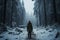 Psychological depth lone traveler navigates the impact of snow covered forest