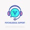 Psychological support thin line icon: headset with speech bubble. Medical help by phone. Modern vector illustration