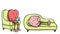 Psychologist heart in a therapy session with a patient brain on couch - isolated in white background