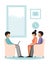 Psychologist psychotherapy session with family vector illustration. Professional psychotherapist having session. Family