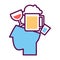 Psychology abstract conceptual symbol of vector human head and alcohol