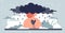 Psychology art concept, a cloud with rain over a person's head. Illustration about psychological help, depression in