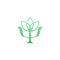 Psychology blooming symbol. Green Greek letter Psi with lotus flower