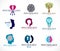 Psychology, brain and mental health vector conceptual icons or l