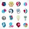 Psychology, brain and mental health vector conceptual icons or l