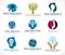 Psychology, brain and mental health vector conceptual icons or logos set. Relationship and gender psychology problems and