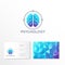 Psychology logo. Crystal brain emblem. Identity. Business card.