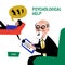 Psychology. Psychological help web banner. Doctor and patient, a man lying on sofa and talking to therapist. Naive style