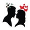 Psychology of relations. Silhouette of man and woman.