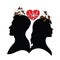 Psychology of relations. Silhouette of man and woman.