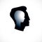 Psychology vector logo created with man head profile and little