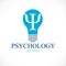 Psychology vector logo or icon with ancient Greek Psi symbol inside of idea