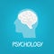 Psychology word and human brain concept