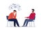 Psychotherapist has an Individual session with her patient. Talk therapy concept. Vector illustration