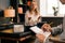 Psychotherapist listening to a patient and taking notes