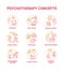 Psychotherapy concept icons set