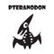 Pteranodon . Cute dinosaurs cartoon characters . Silhouette black isolated color .