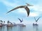 Pteranodon dinosaurs flying - 3D render