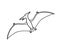 Pterodactyl vector contour silhouette. Pteranodon dinosaur. Pterosaur black contour isolated