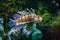 Pterois volitans. Red lionfish Pterois volitans aquarium fish. Beautiful and dangerous Lionfish