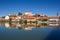 Ptuj panorama at the river with very blue sky Slovenia