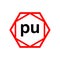 PU hexagon typography monogram. PU lettering icon