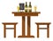 Pub or bar table with beer and chairs isolated icon