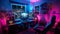 pubg gaming setup with use of neon lights